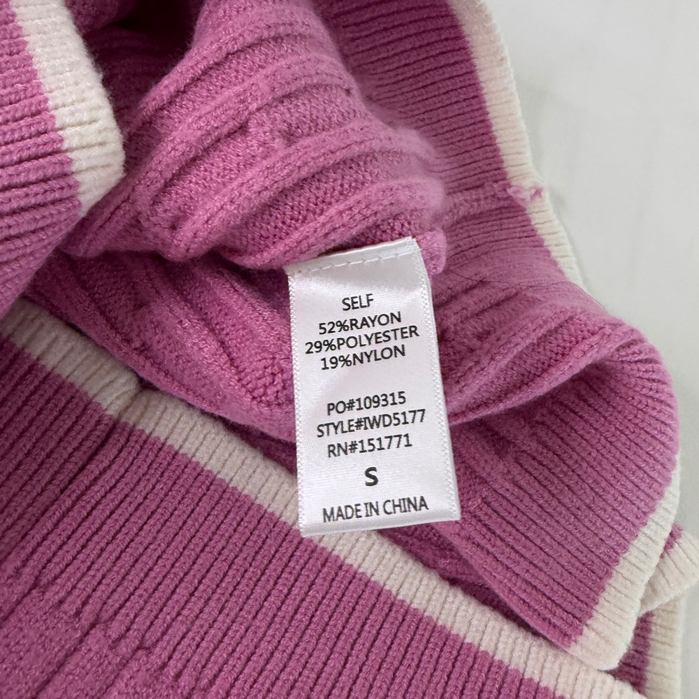 Lelis Collection Sweater Dress Women Size S Pink Cable Knit Mini Short Sleeve - Picture 7 of 7
